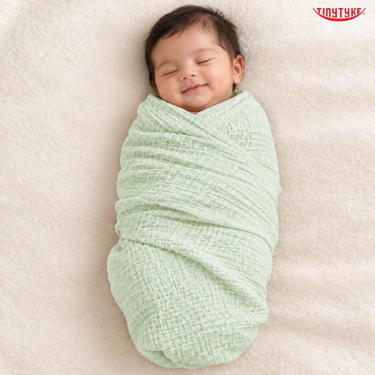 TinyTyke- Premium Crinkled Muslin Swaddle Cum Blanket For Newborn Babies