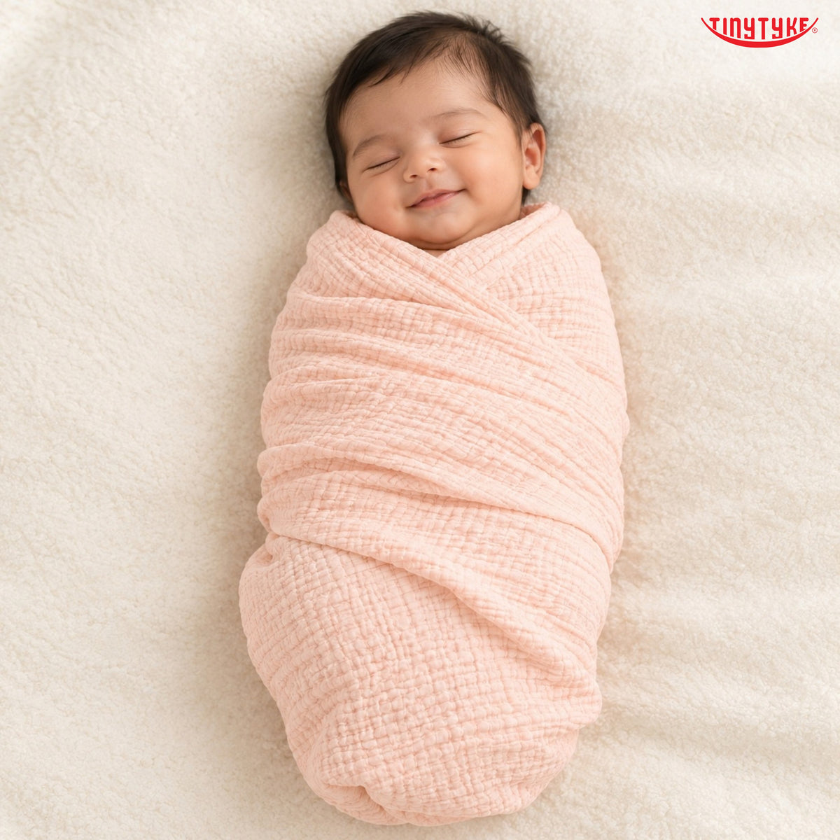 TinyTyke- Premium Crinkled Muslin Swaddle Cum Blanket For Newborn Babies