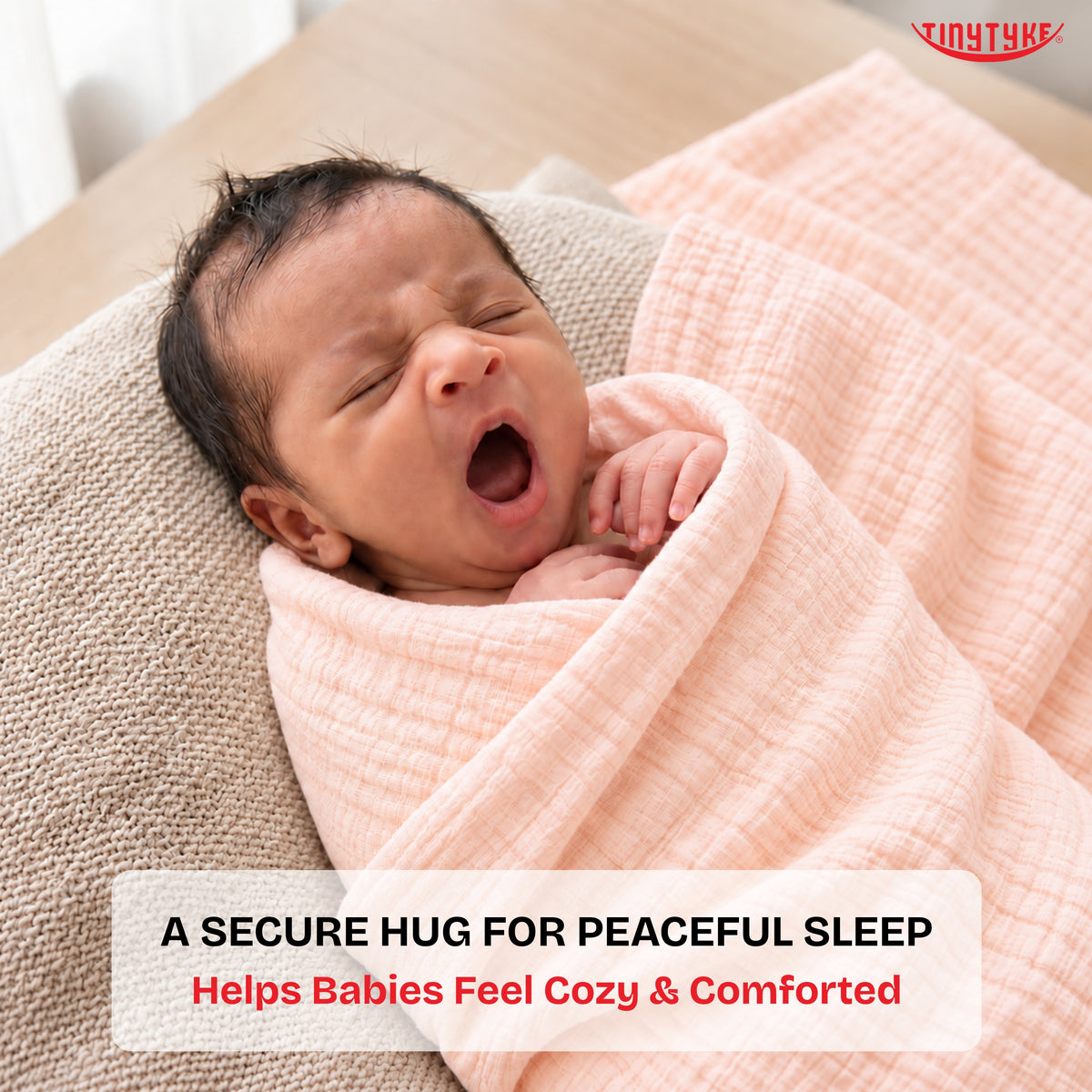 TinyTyke- Premium Crinkled Muslin Swaddle Cum Blanket For Newborn Babies