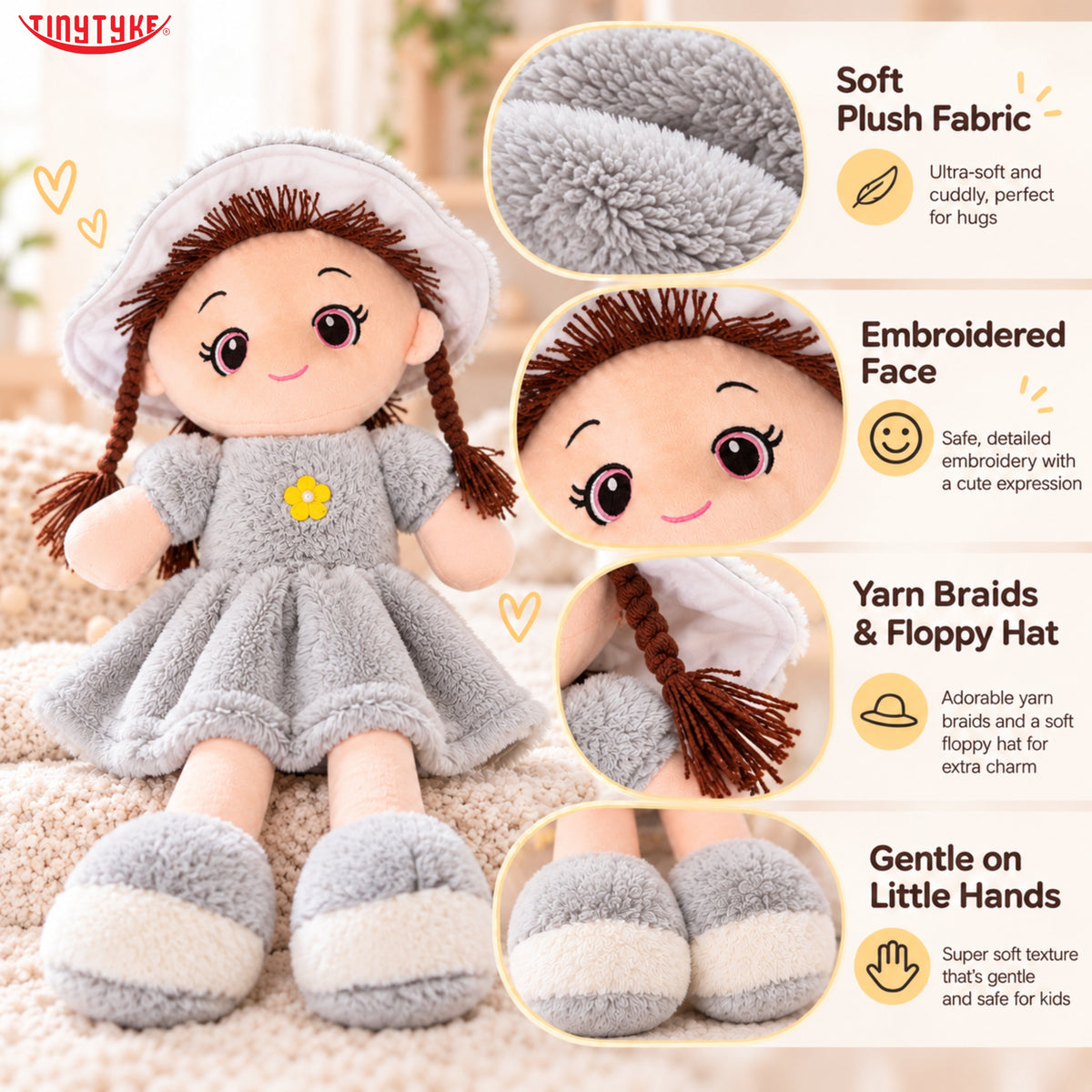 TinyTyke- Plush Rag Doll Soft Toy for Kids