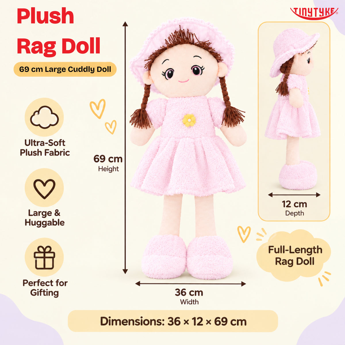 TinyTyke- Plush Rag Doll Soft Toy for Kids