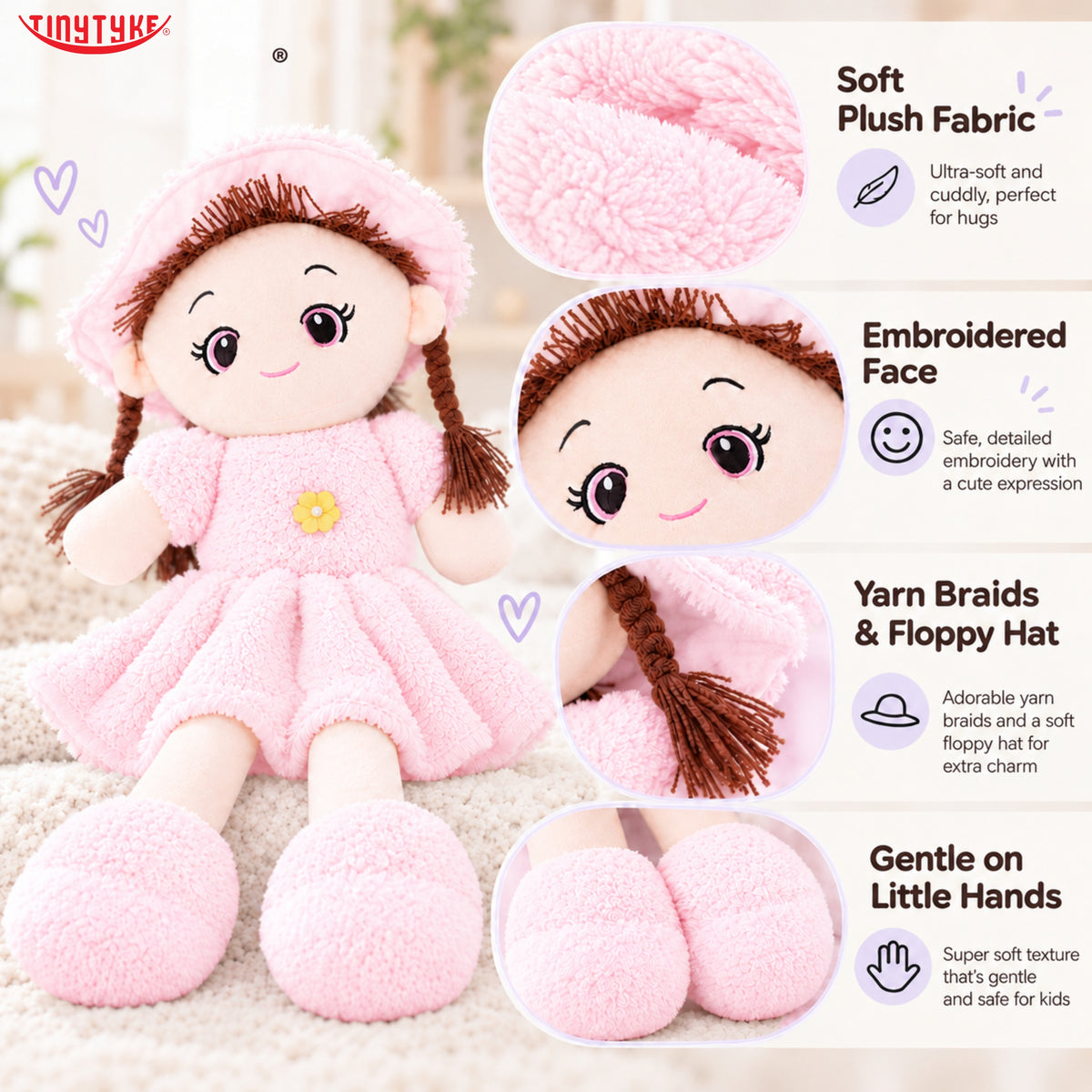 TinyTyke- Plush Rag Doll Soft Toy for Kids