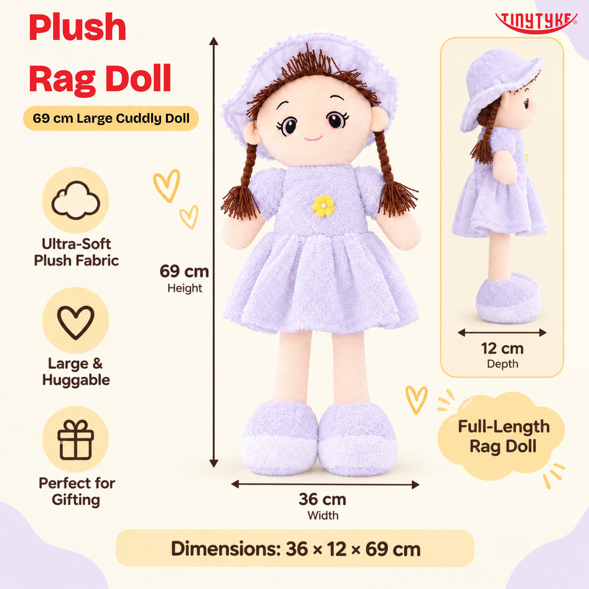 TinyTyke- Plush Rag Doll Soft Toy for Kids