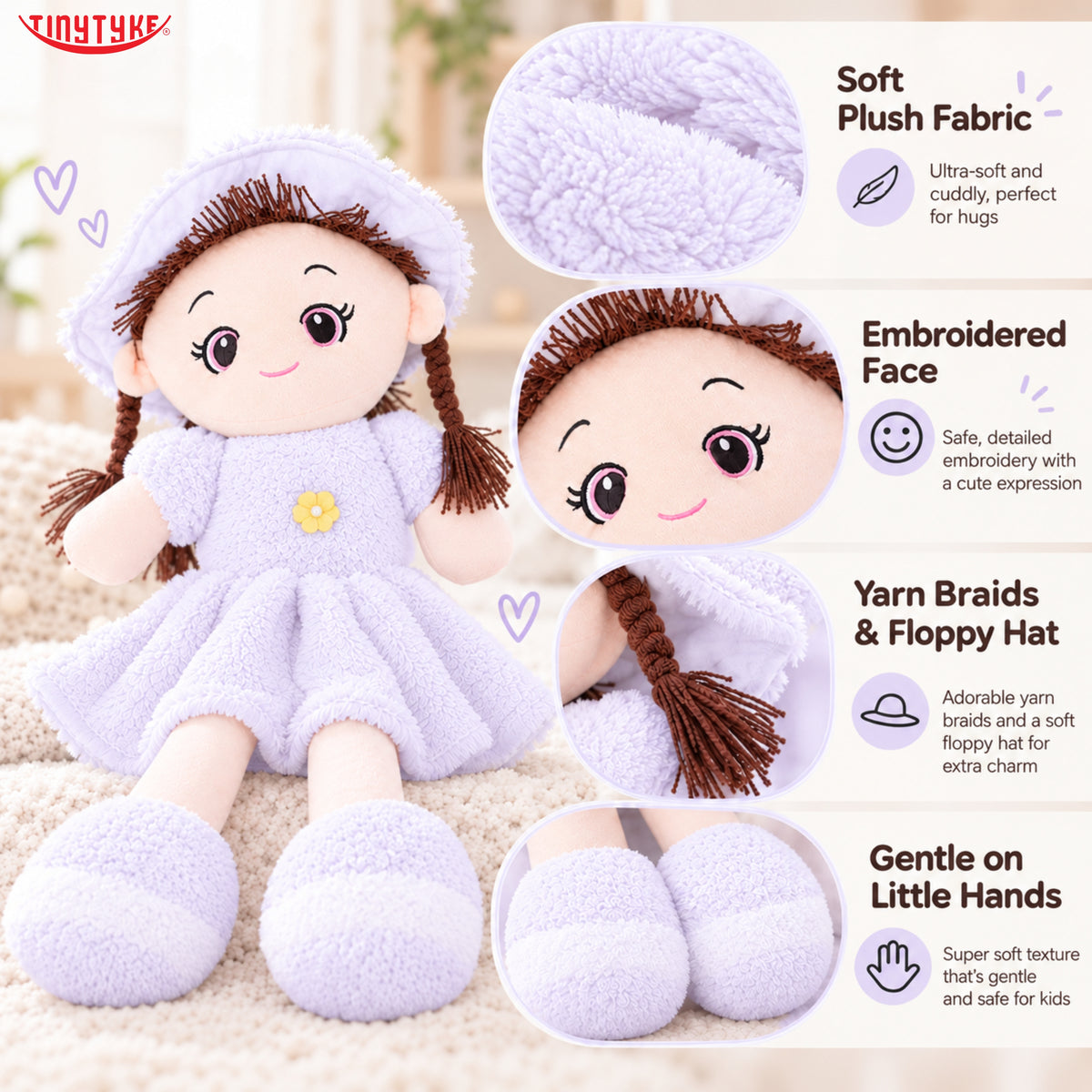 TinyTyke- Plush Rag Doll Soft Toy for Kids