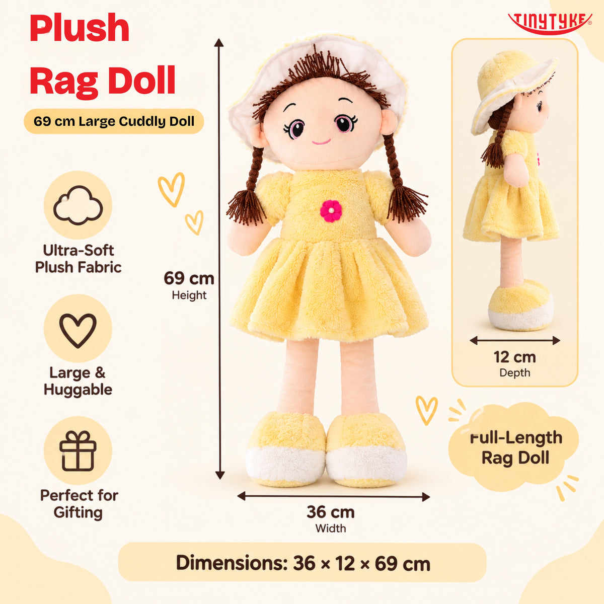 TinyTyke- Plush Rag Doll Soft Toy for Kids