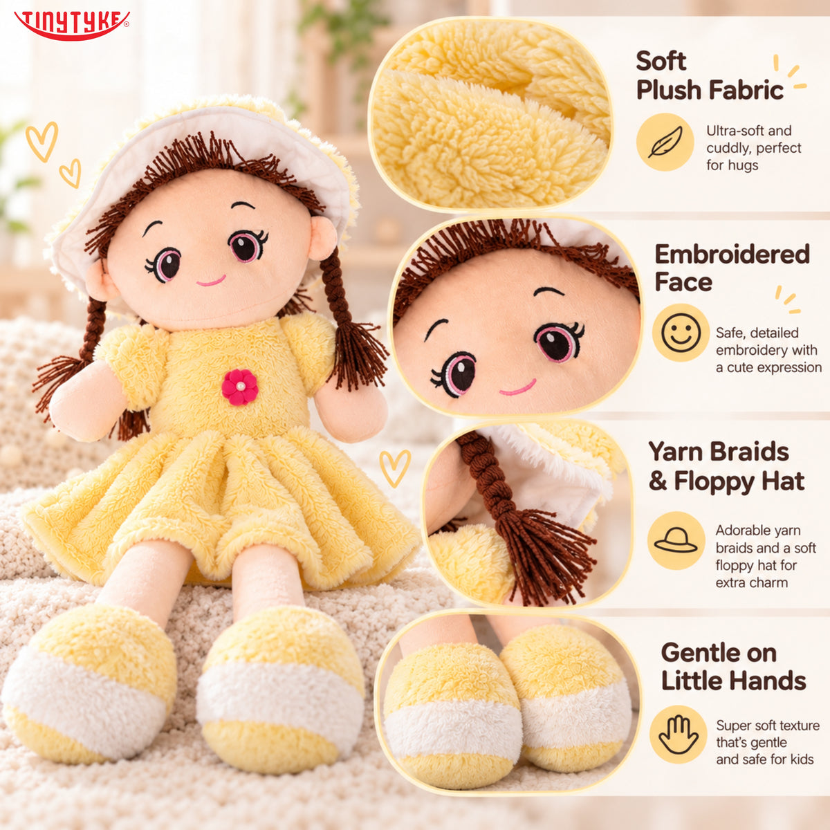 TinyTyke- Plush Rag Doll Soft Toy for Kids