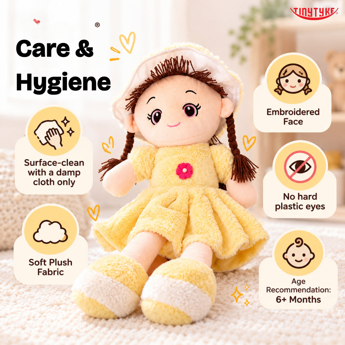 TinyTyke- Plush Rag Doll Soft Toy for Kids