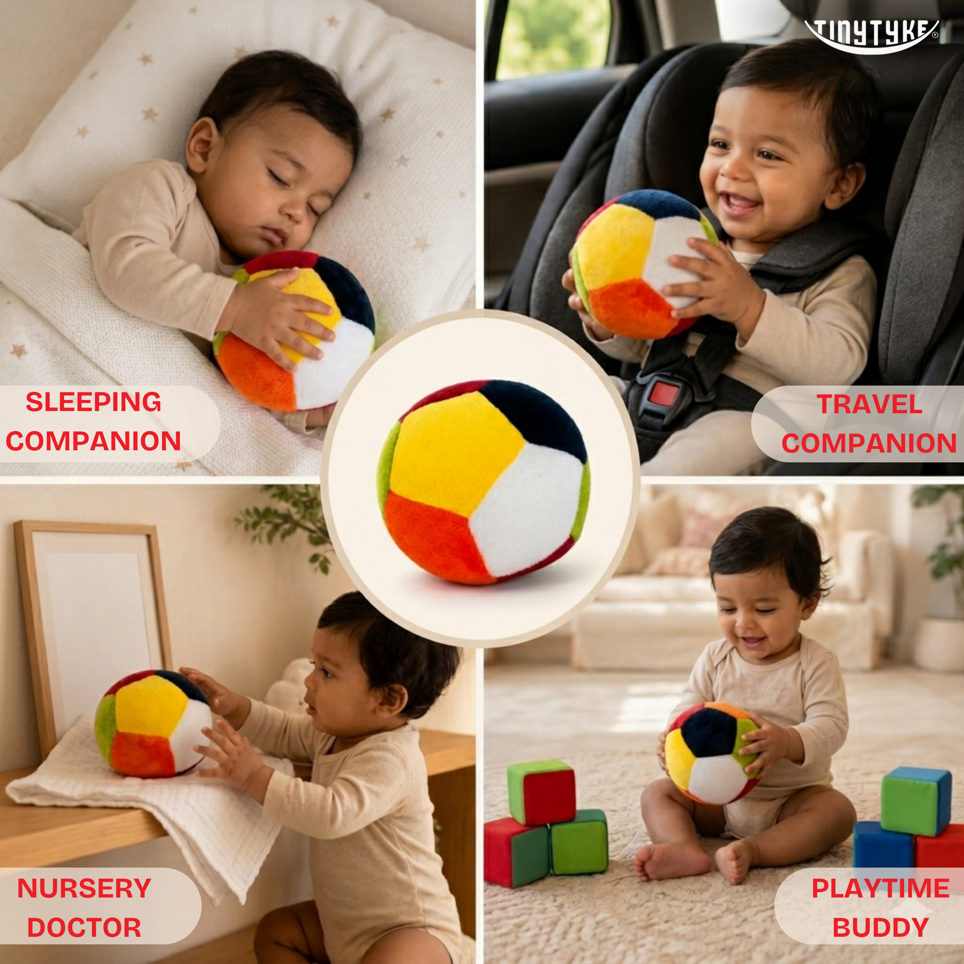 TinyTyke — Plush Baby Rattle Ball Soft Toy
