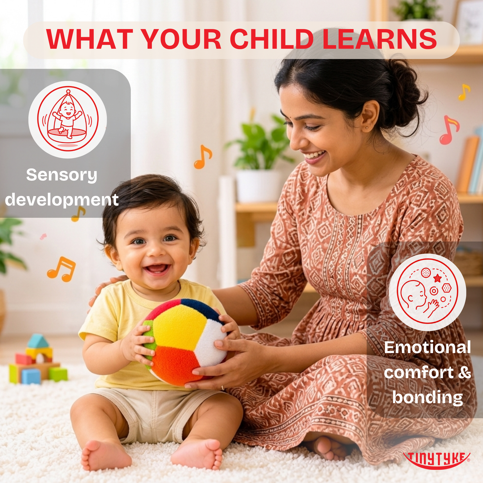 TinyTyke — Plush Baby Rattle Ball Soft Toy