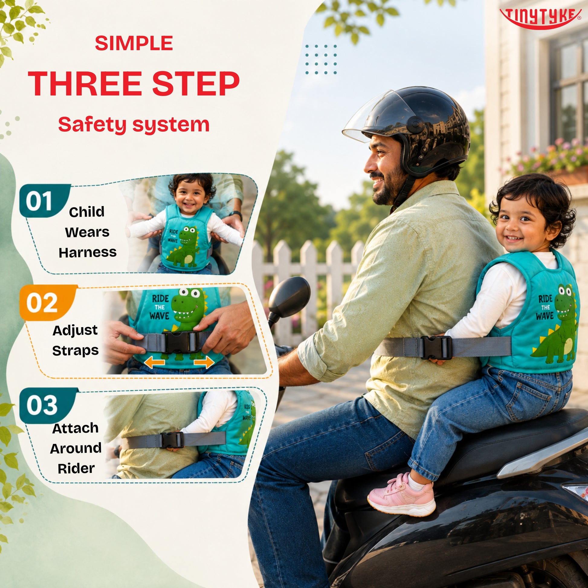 TinyTyke- Kids Safety Belt Harness For Two Wheeler