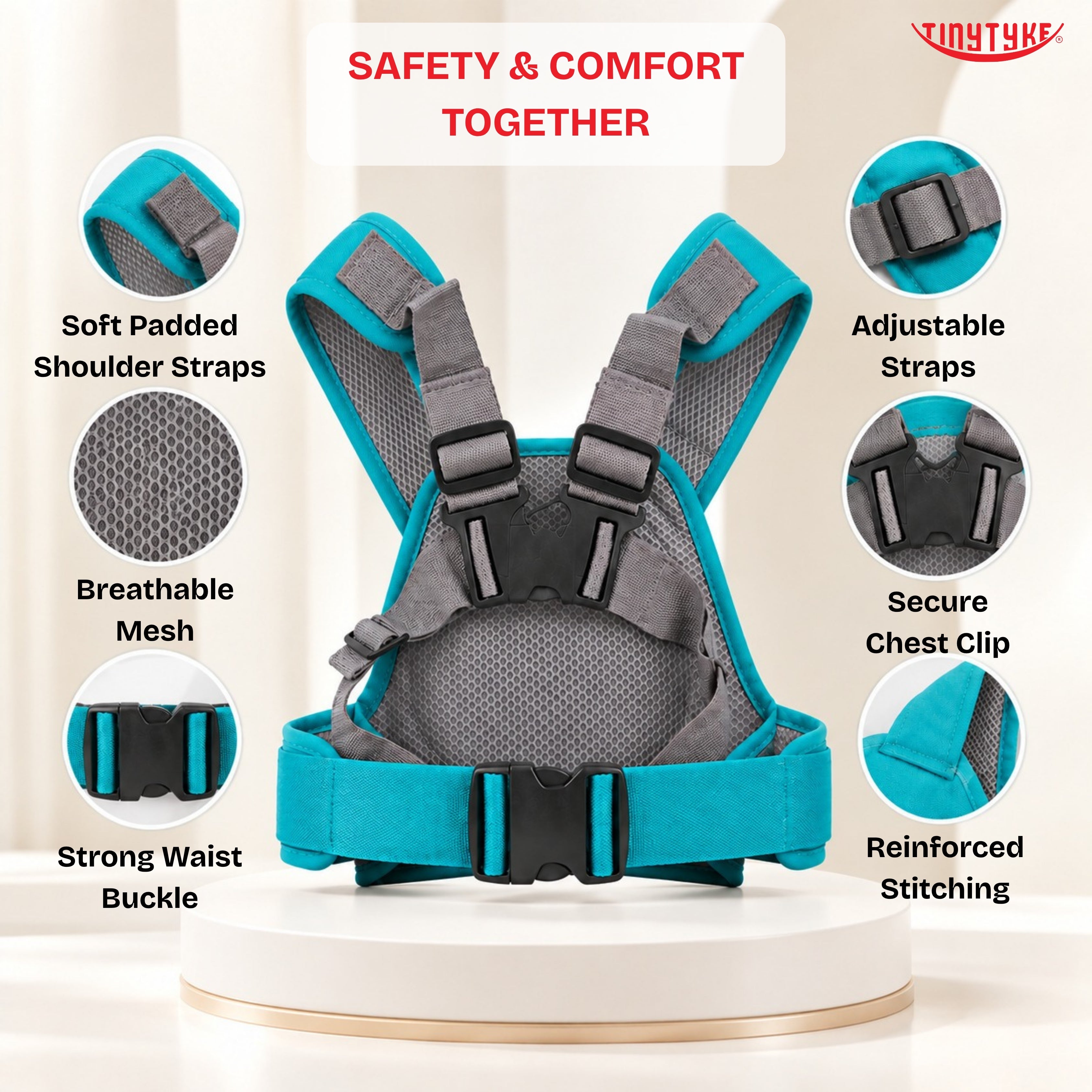 TinyTyke- Kids Safety Belt Harness For Two Wheeler
