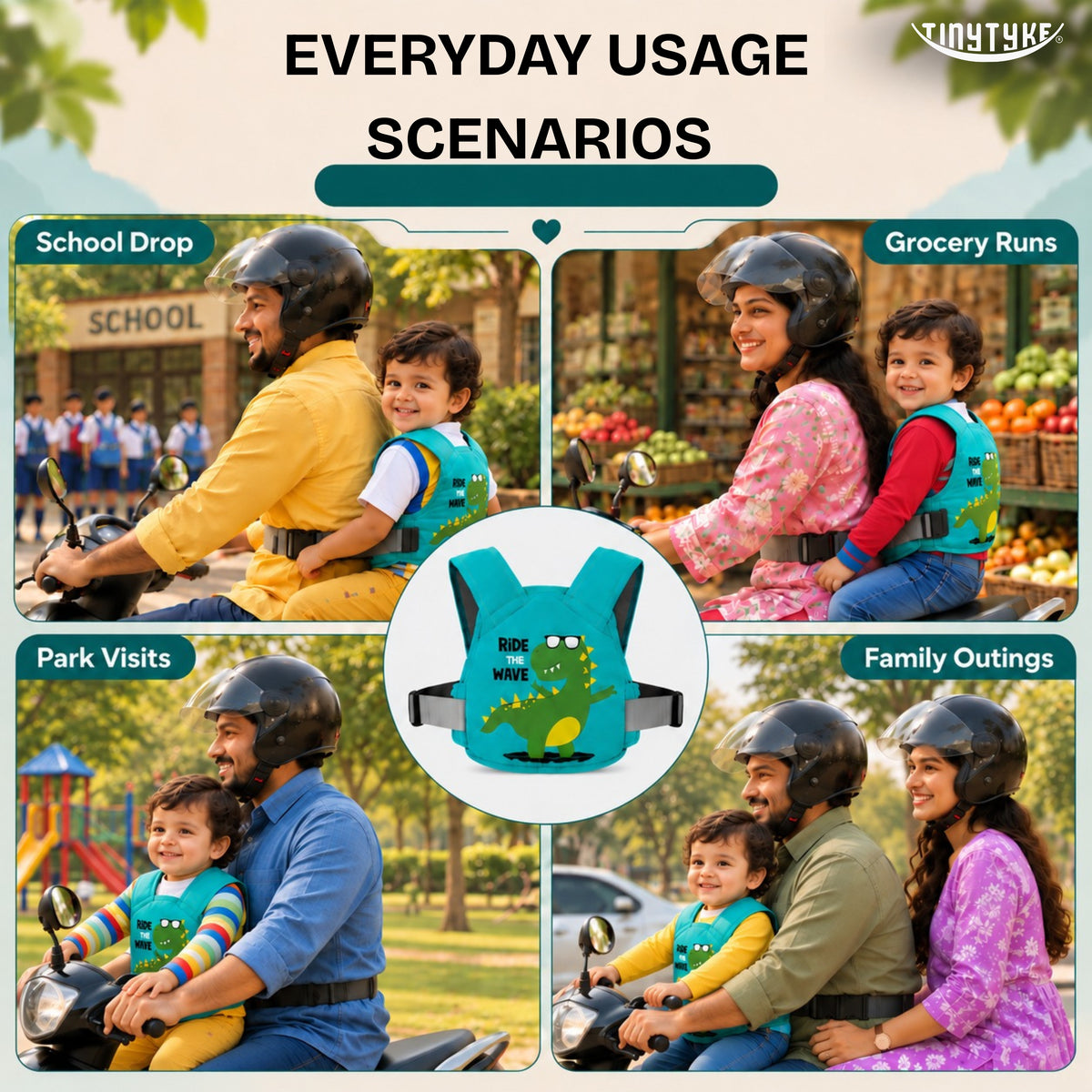 TinyTyke- Kids Safety Belt Harness For Two Wheeler