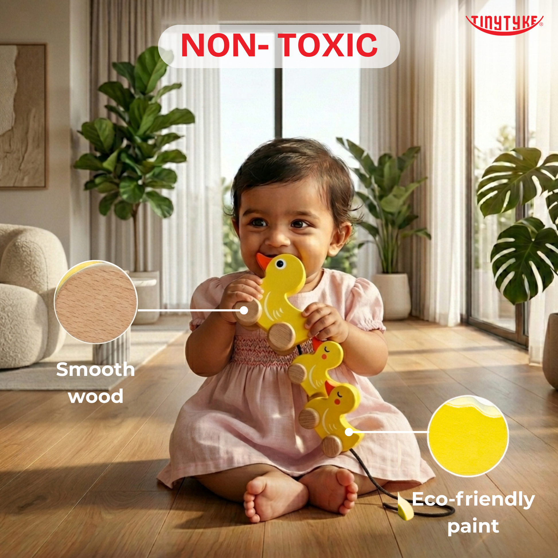 Wooden Pull-Along Duck Toy ( 1-3 years)