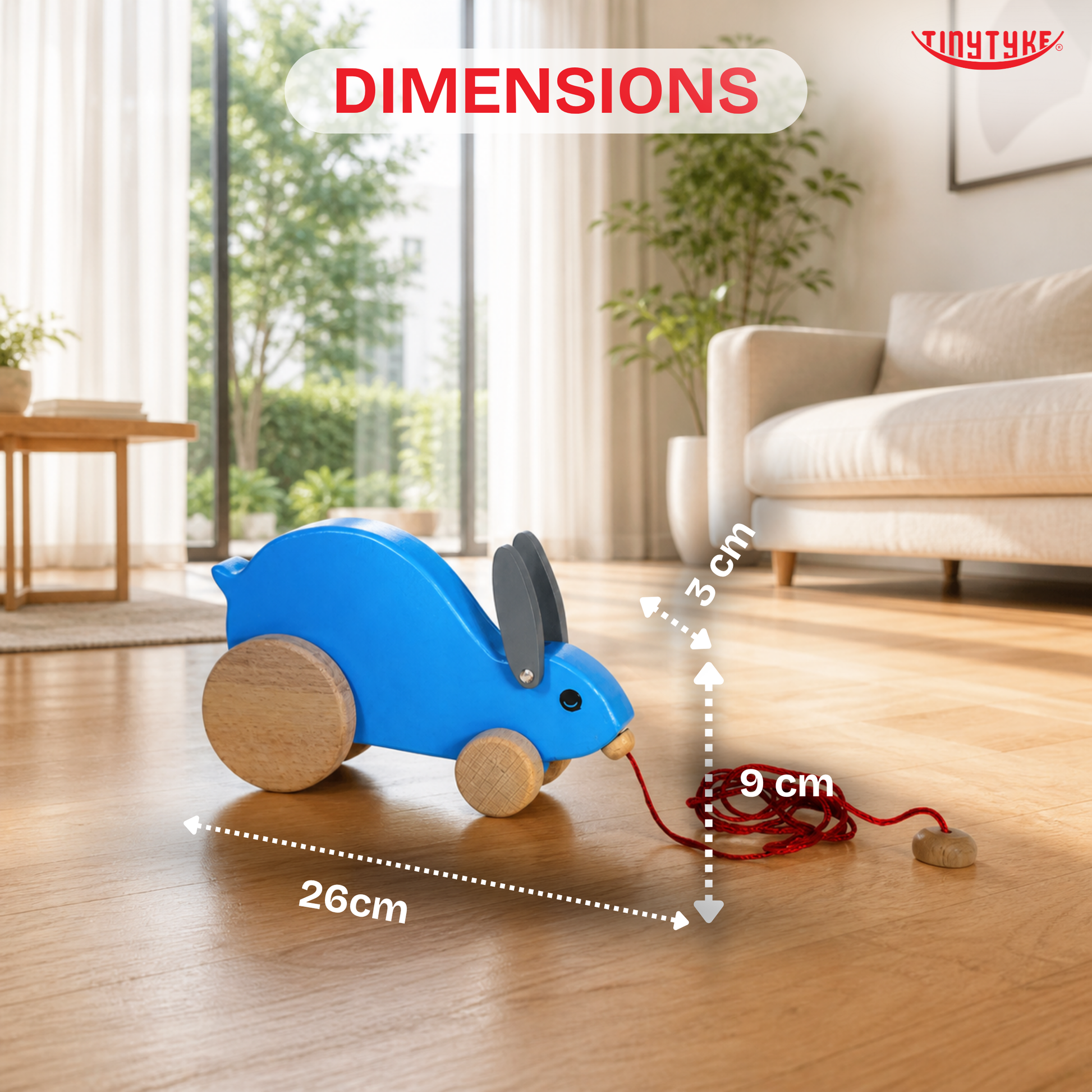Wooden Pull-along Rabbit Toy ( 1-3 years)