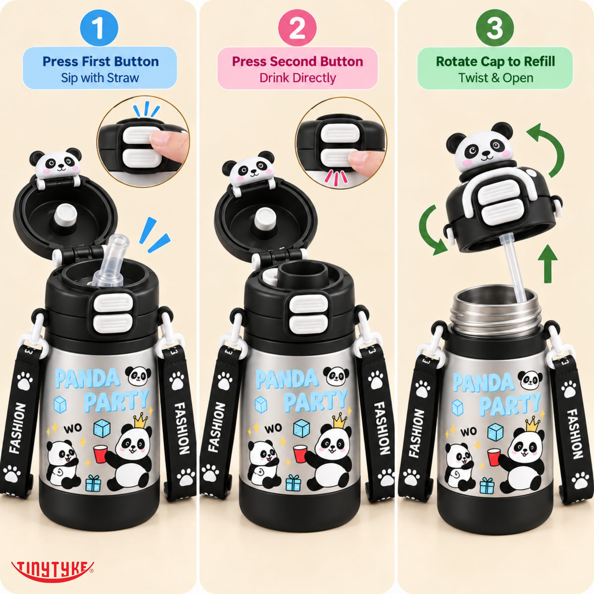 TinyTyke- Kids Vacuume Insulated Water Bottle with Straw