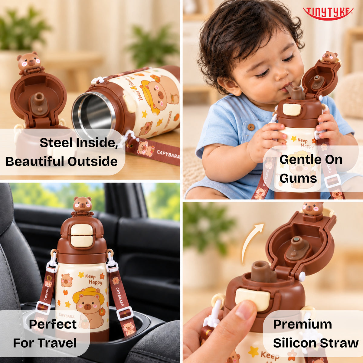 TinyTyke- Kids Vacuume Insulated Water Bottle with Straw