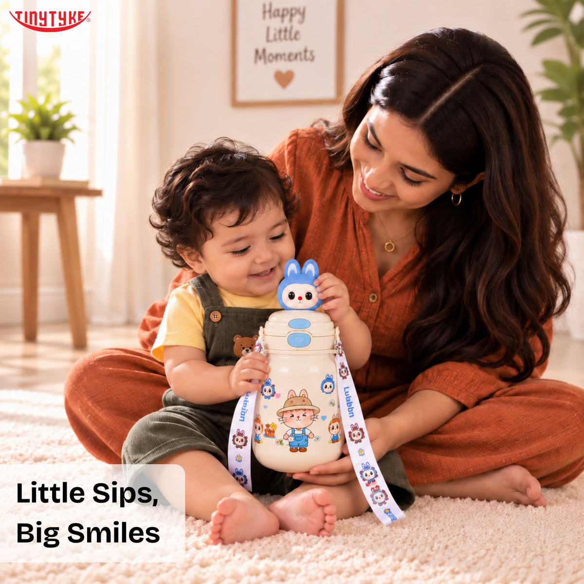 TinyTyke- Kids Water Bottle with Straw & Carry Strap | 1pc