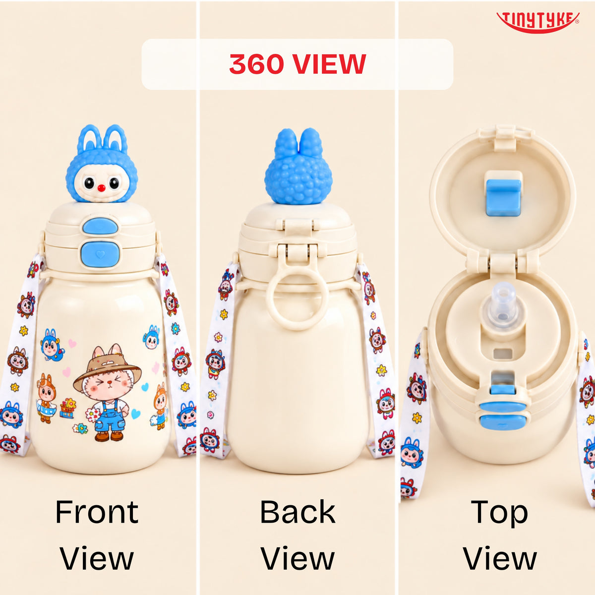 TinyTyke- Kids Water Bottle with Straw & Carry Strap | 1pc