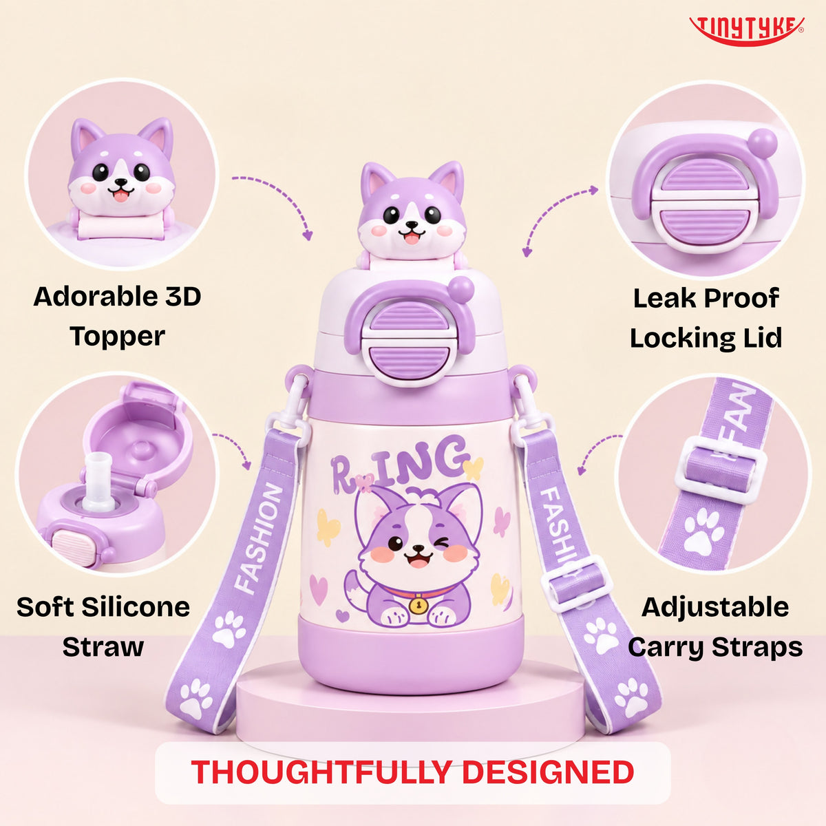 TinyTyke- Kids Vacuume Insulated Water Bottle with Straw