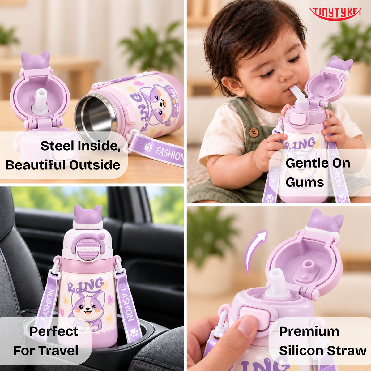 TinyTyke- Kids Vacuume Insulated Water Bottle with Straw