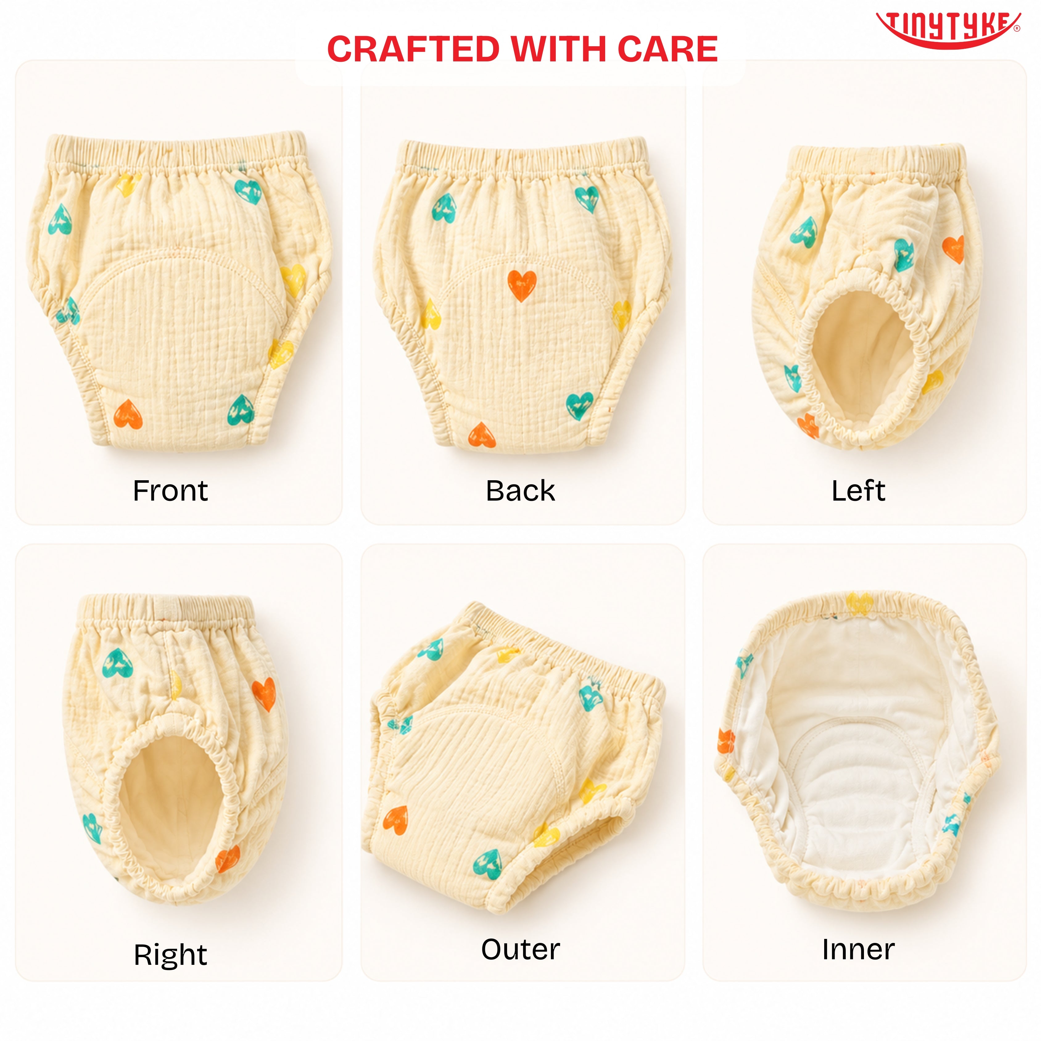 TinyTyke- Muslin Padded Training Nappies | Reusable & Washable