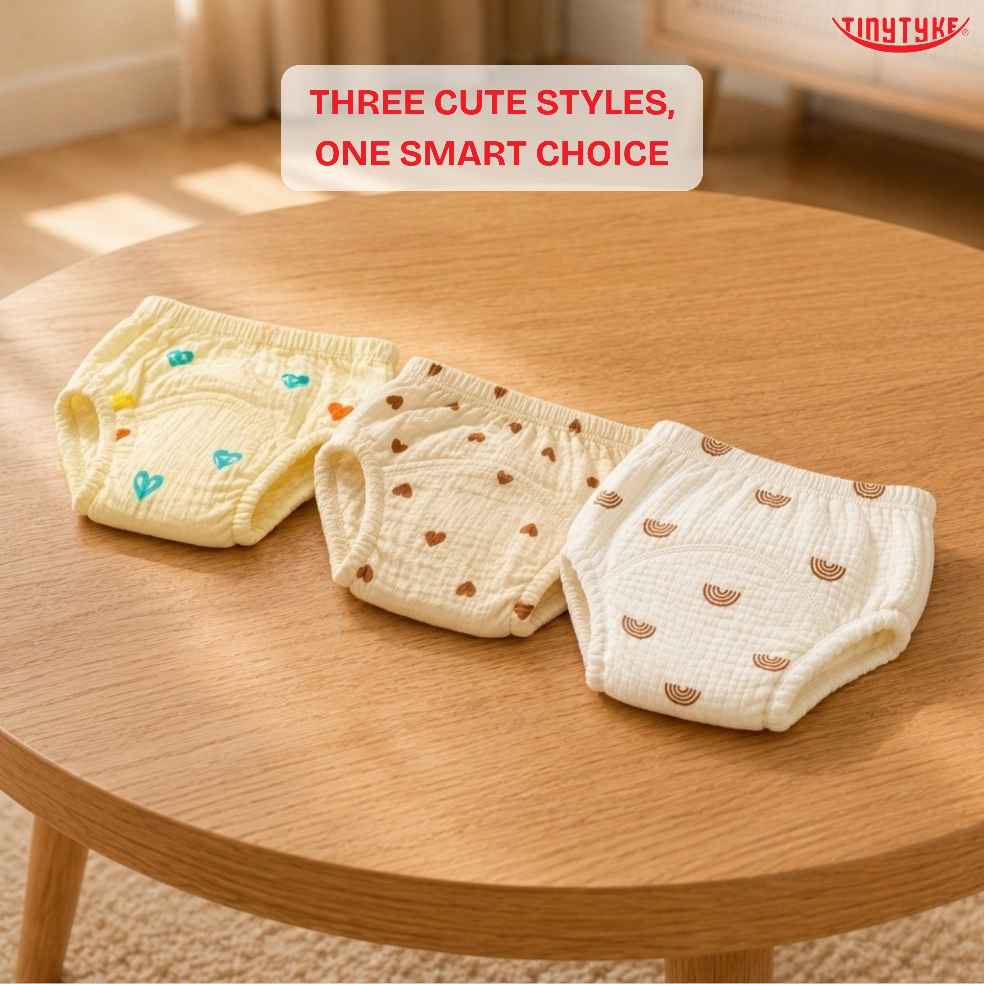TinyTyke- Muslin Padded Training Nappies | Reusable & Washable
