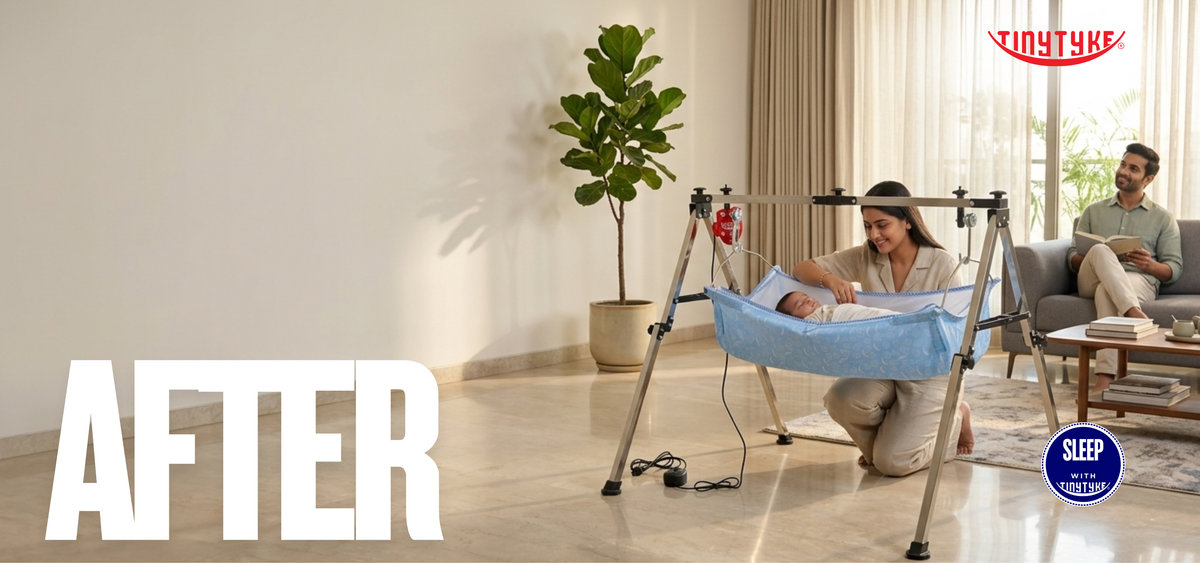 Baby Cradle After TinyTyke Automation Kit – Hands-Free Auto Swing