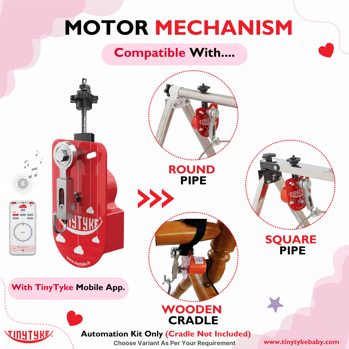 TinyTyke Baby Cradle Automation Kit- With Mobile App | Convert Manual Cradle to Automatic (Cradle Not Included)