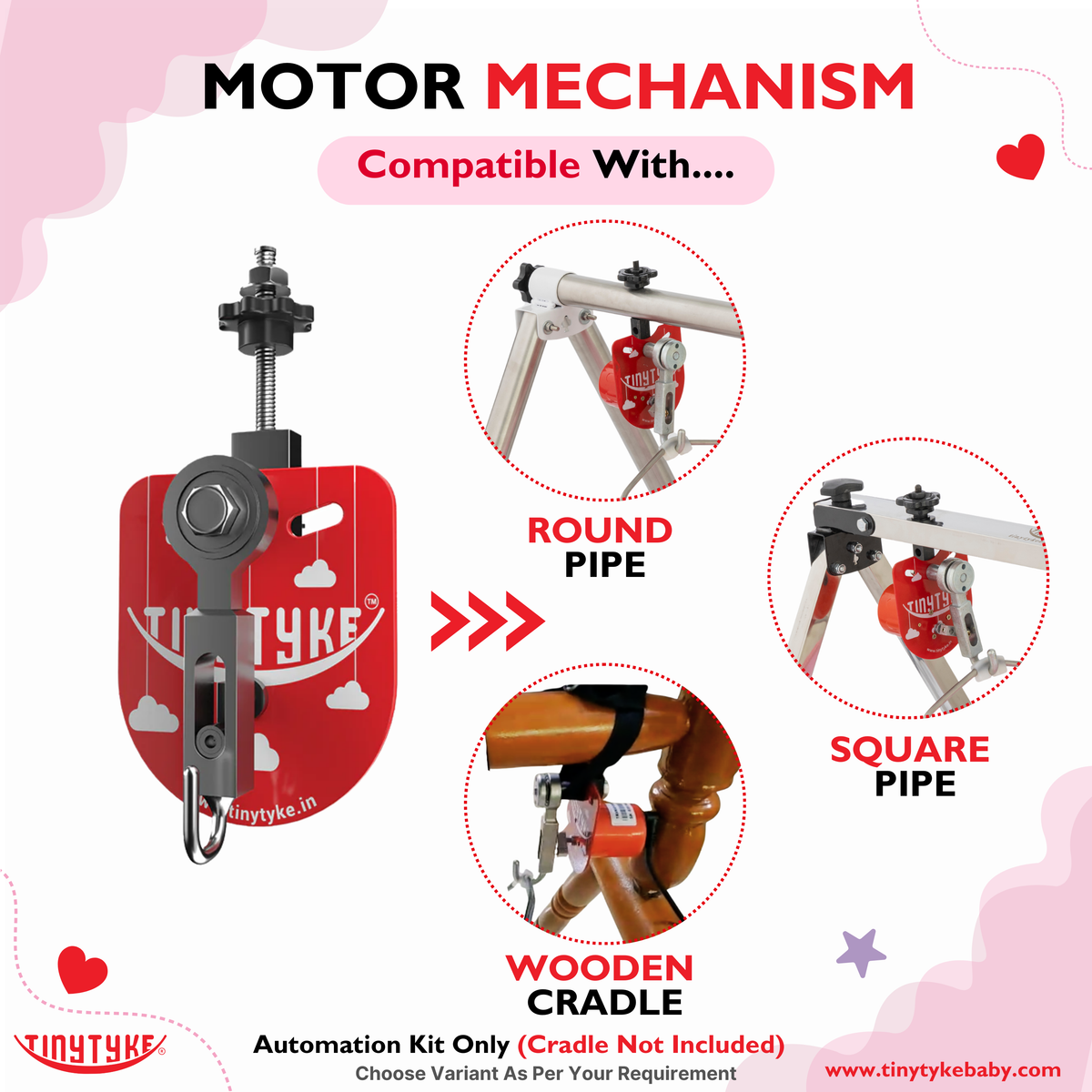 TinyTyke- Baby Cradle Automation Kit | Convert Manual Cradle to Automatic (Cradle Not Included)