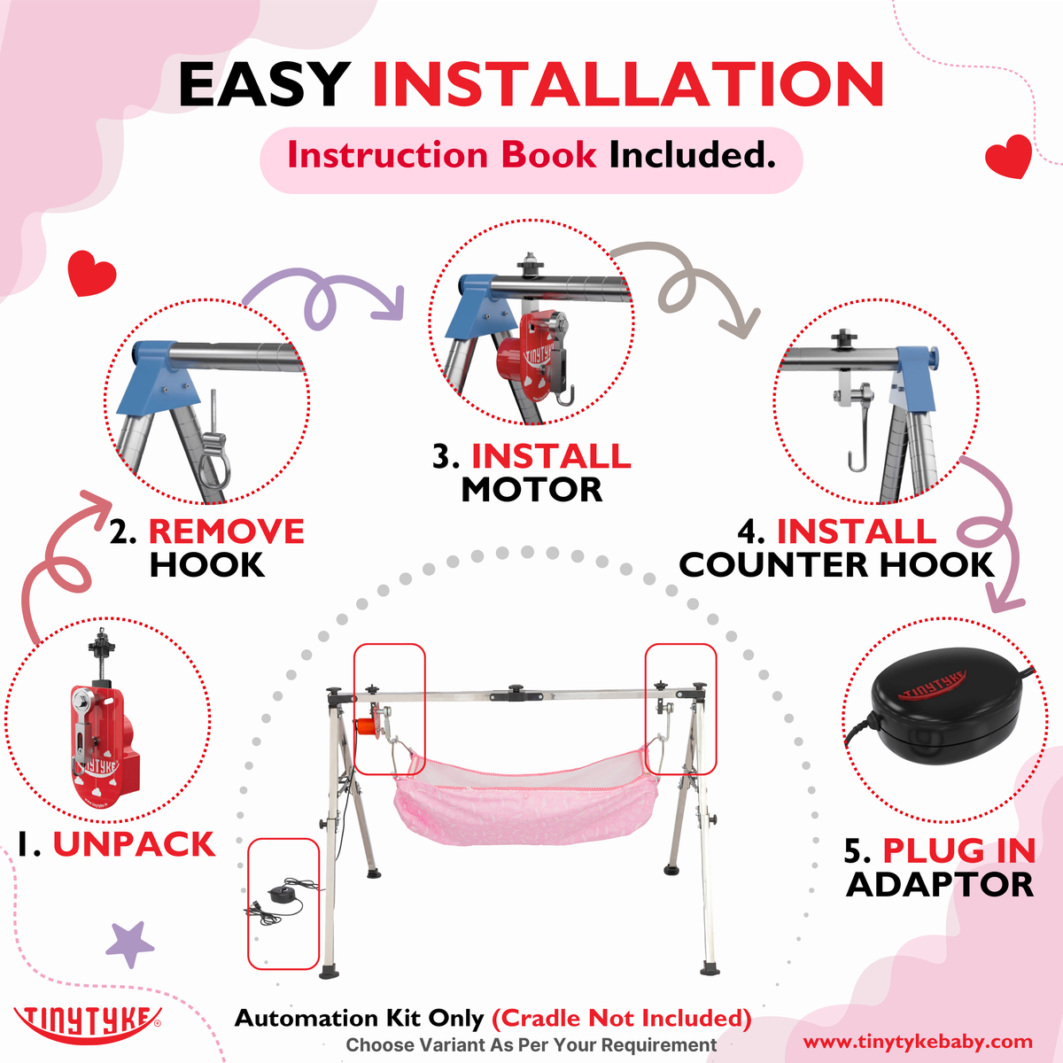 TinyTyke Baby Cradle Automation Kit- With Mobile App | Convert Manual Cradle to Automatic (Cradle Not Included)
