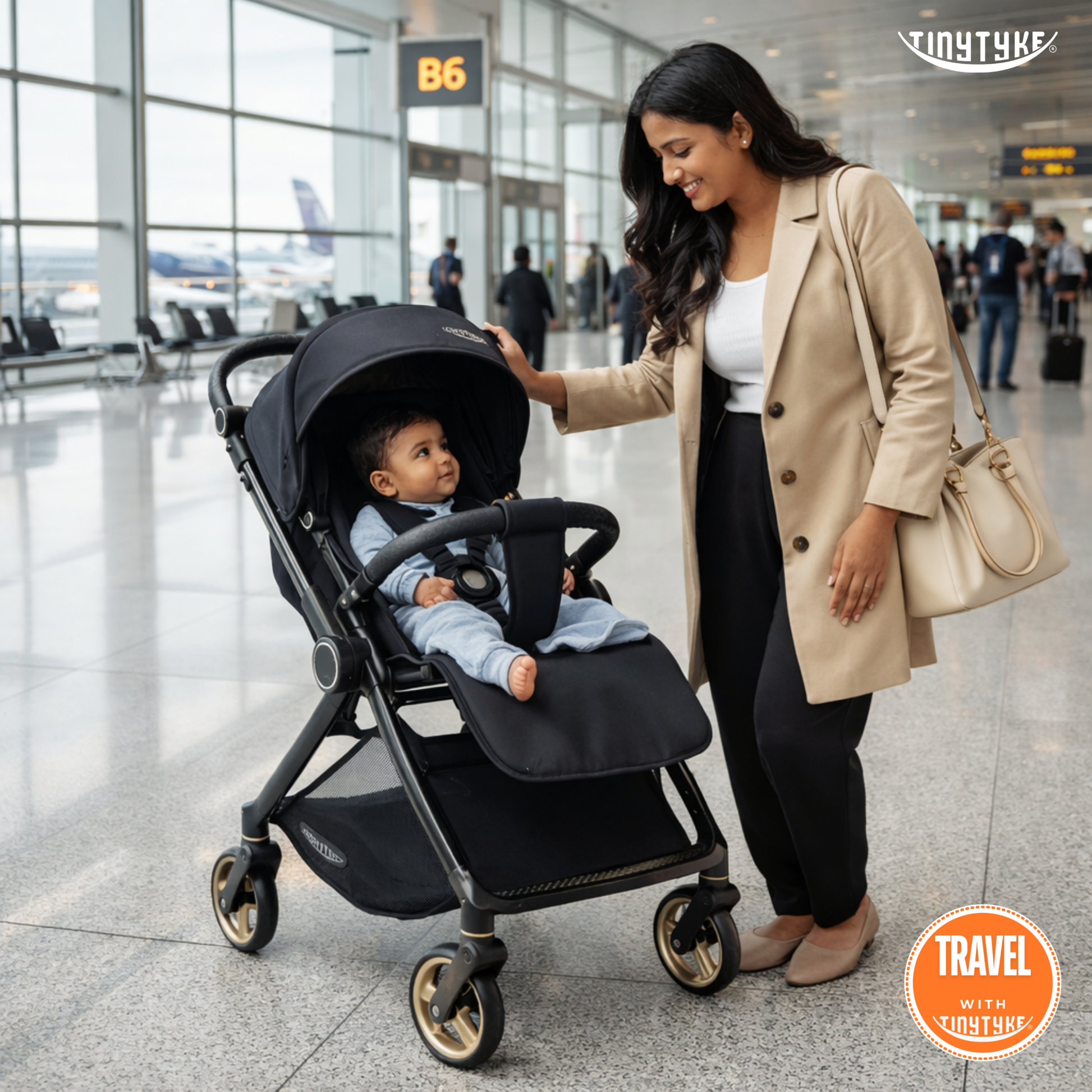 TinyTyke T9 Click & Go Stroller — Reversible Handle Baby Pram | 0-40 Months