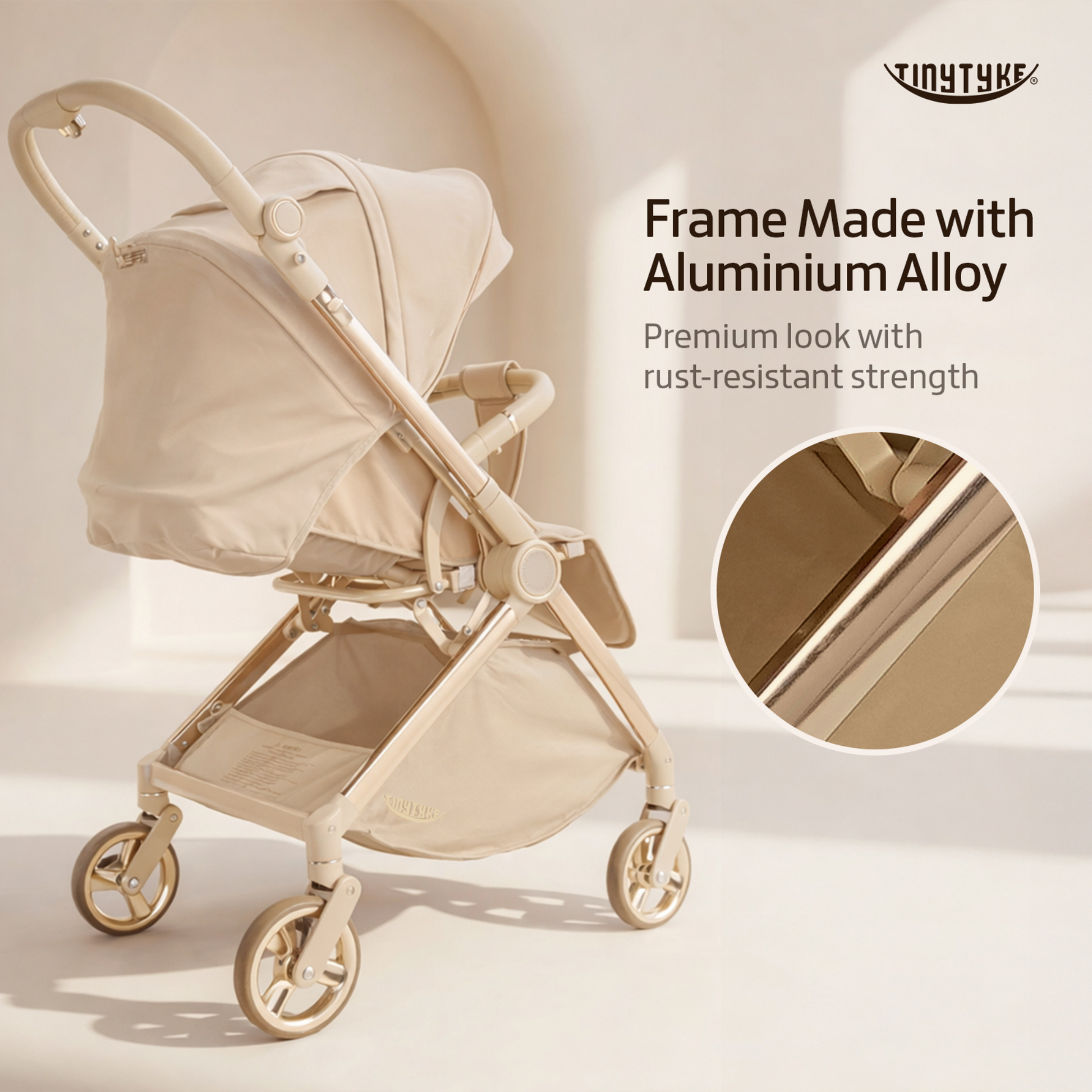 TinyTyke T9 Click & Go Stroller — Reversible Handle Baby Pram | 0-40 Months