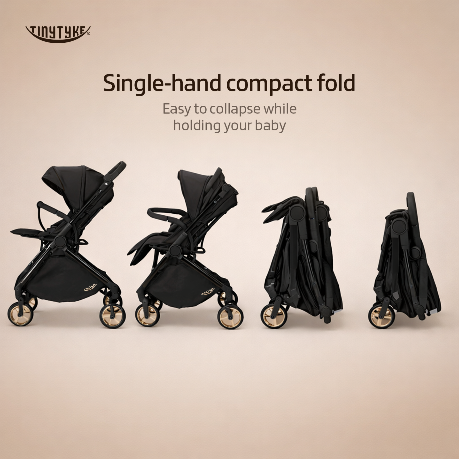 TinyTyke T9 Click & Go Stroller — Reversible Handle Baby Pram | 0-40 Months