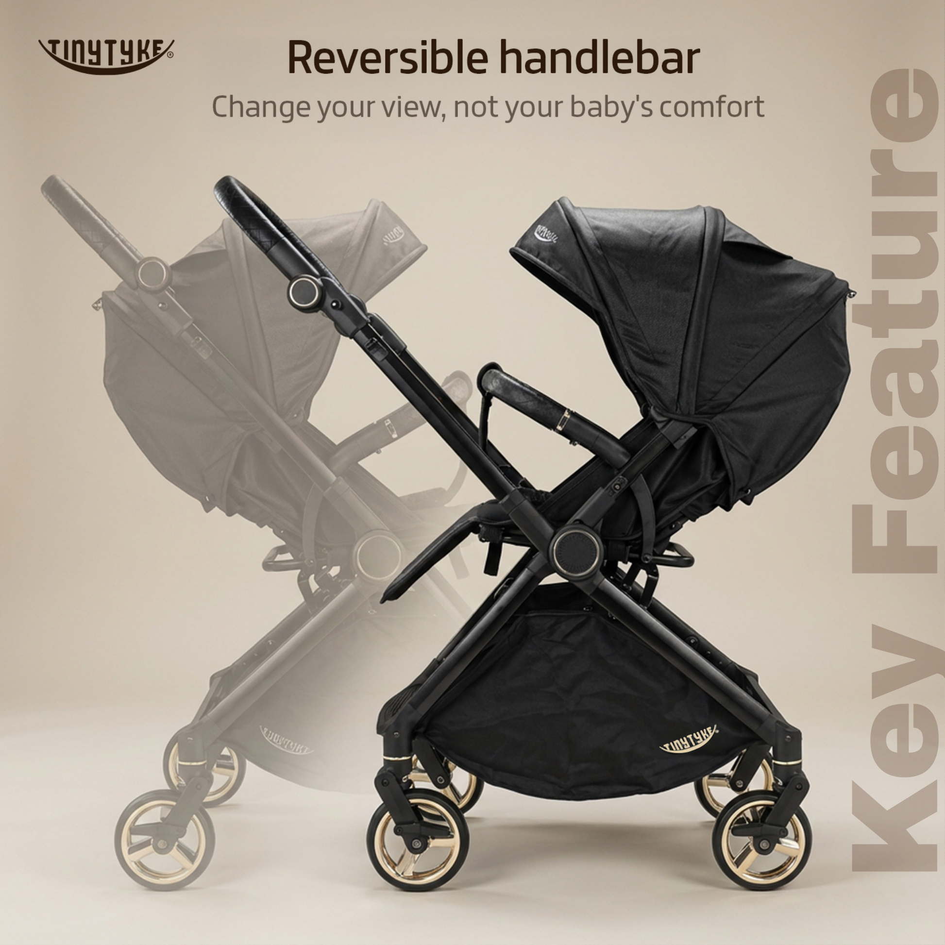 TinyTyke T9 Click & Go Stroller — Reversible Handle Baby Pram | 0-40 Months